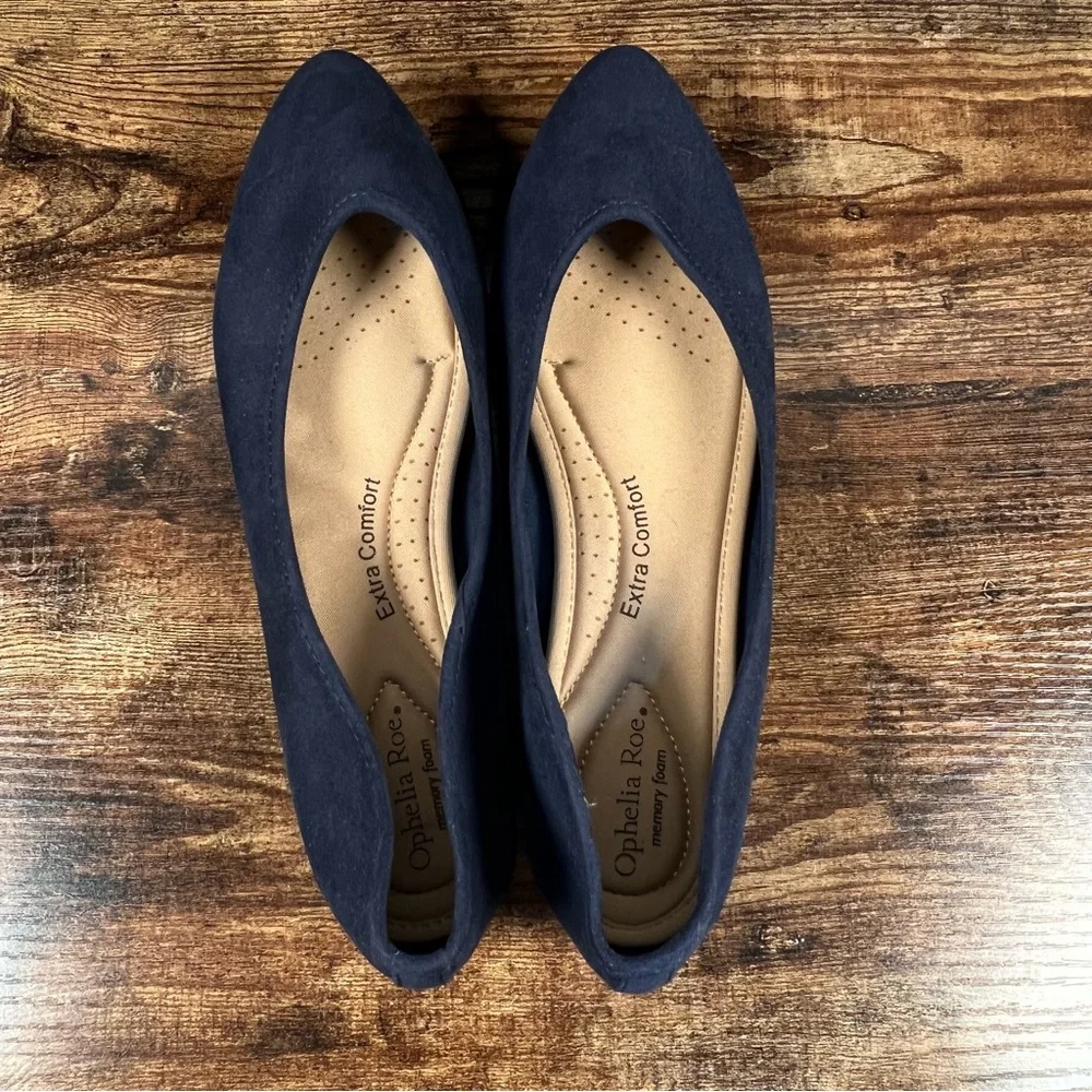 Ophelia Roe Flat Shoes Phoebe Slip On Blue Casual Point Toe Comfort women's 9.5‎